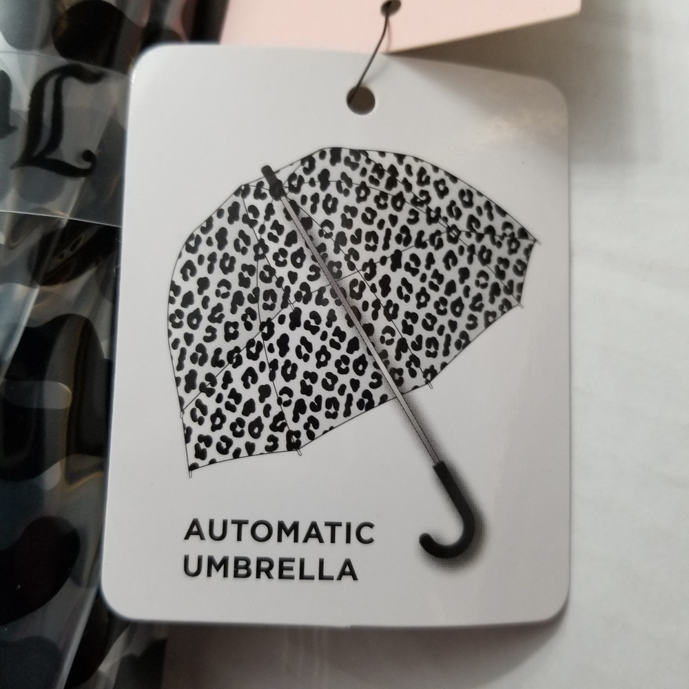 Juicy Couture Automatic PVC Clear Bubble Umbrella Leopard Animal Print New